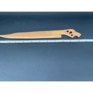 Hand Carved African Wooden Letter Opener Safari Lion Handle Tribal Wildlife Desk